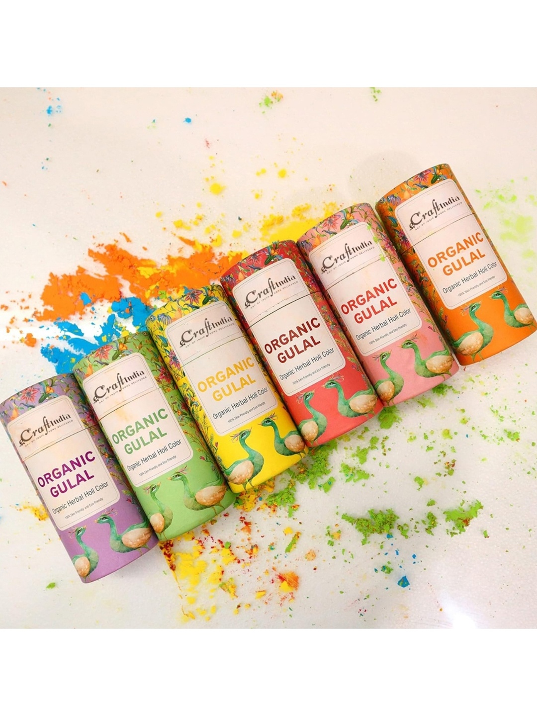 

eCraftIndia 6 Pcs Multicoloured Rasrang Organic Herbal Gulal Holi Colours, Multi