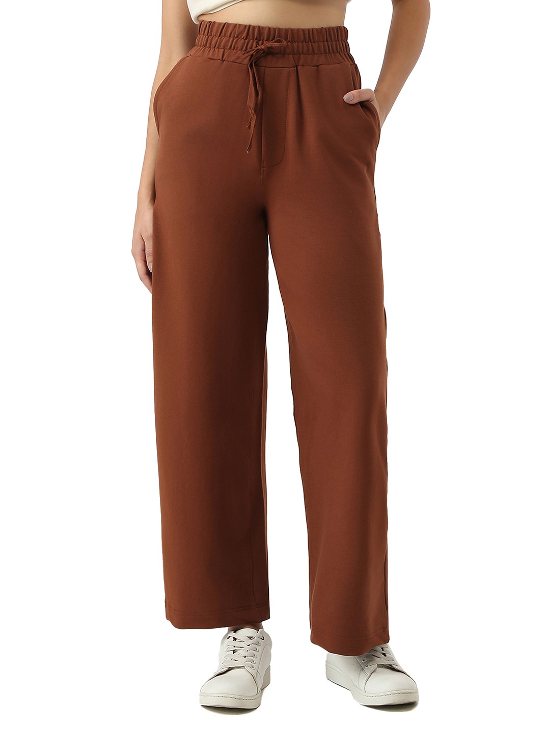 

Kraus Jeans Women Relaxed Fit High-Rise Wide Leg Trousers, Brown