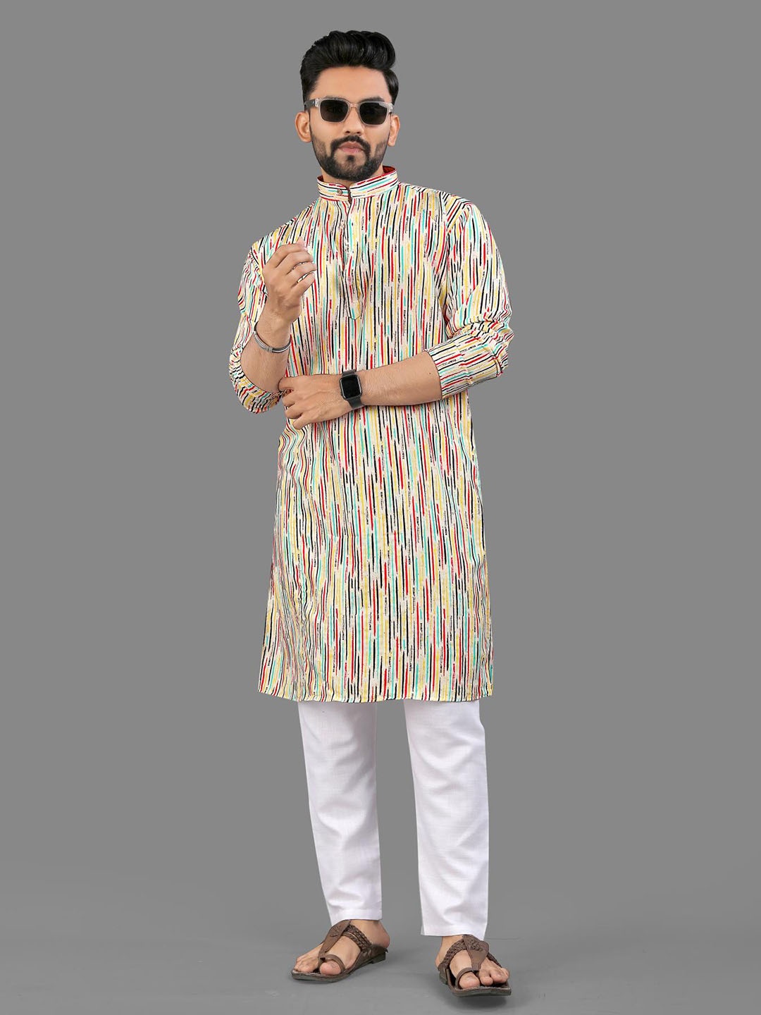 

allan peter Men Floral Printed Kurta, Multi