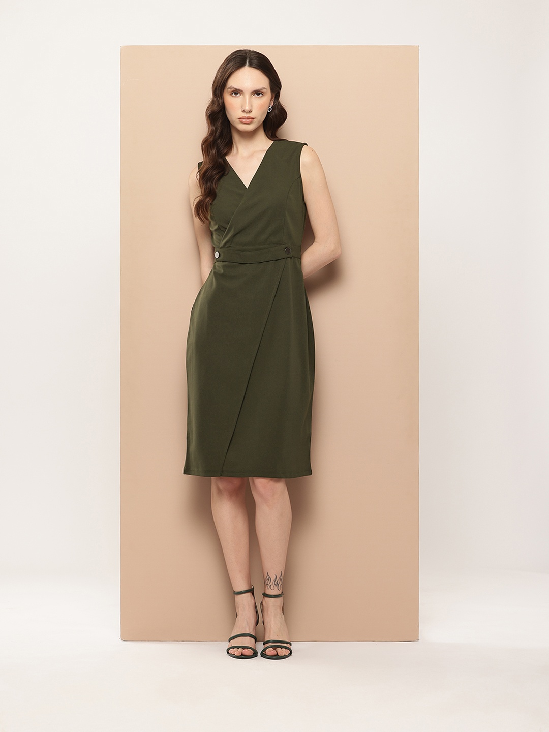 

her by invictus Formal Wrap Dress, Olive