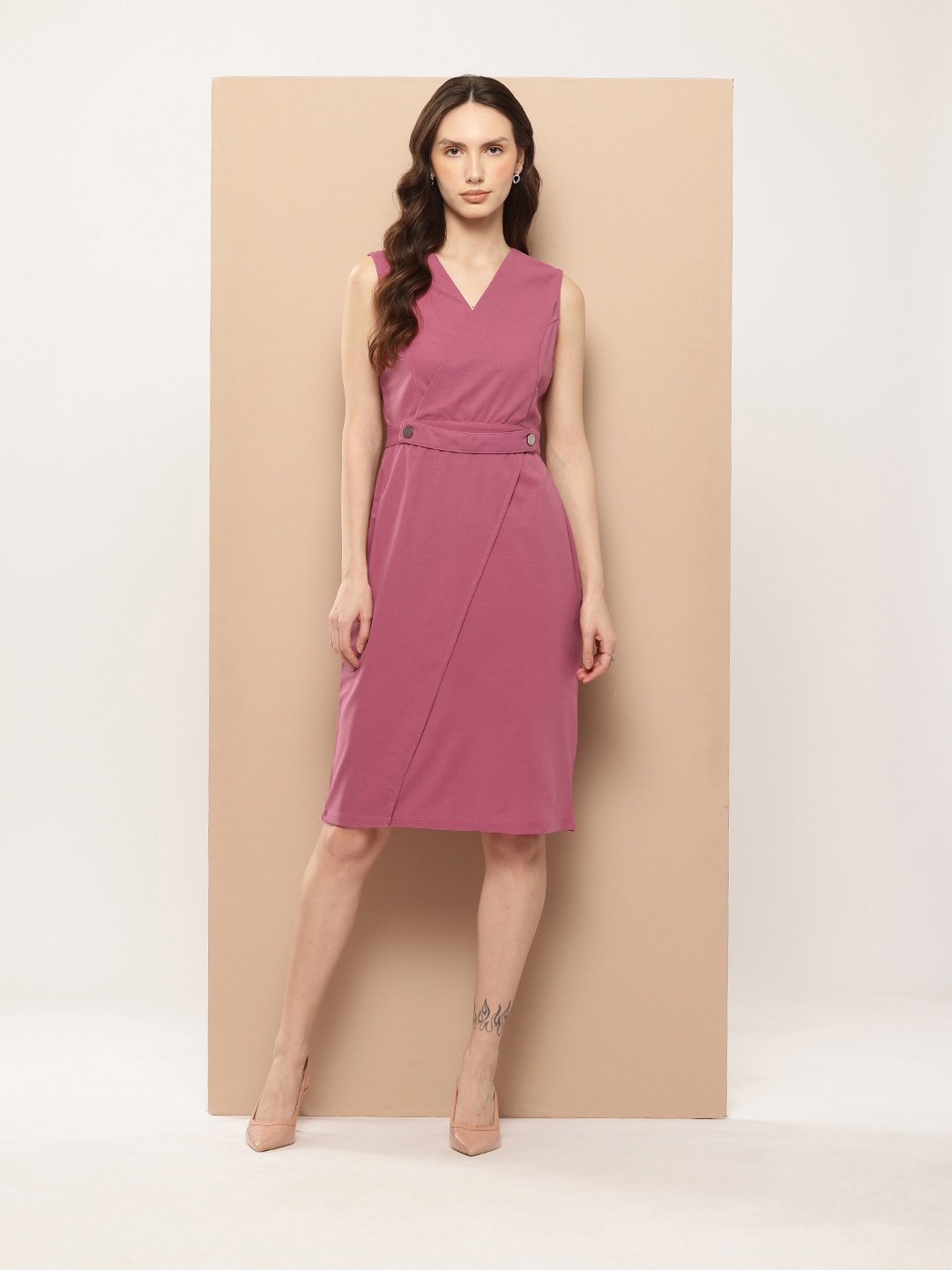 

her by invictus Formal Wrap Dress, Mauve