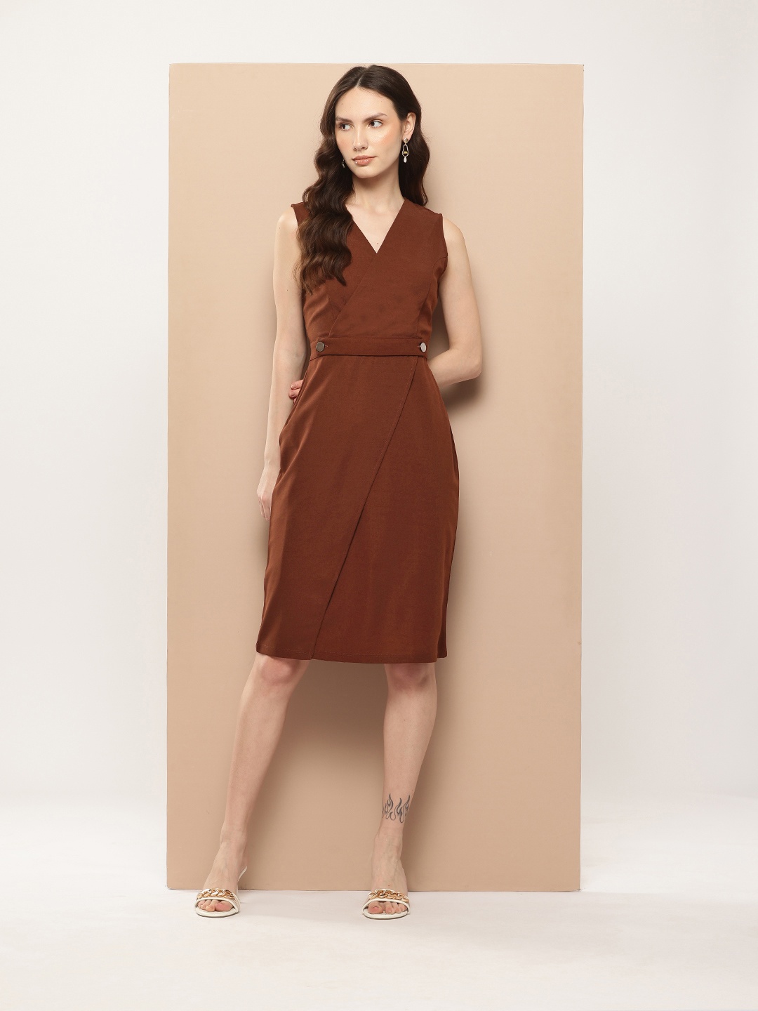 

her by invictus Formal Wrap Dress, Coffee brown