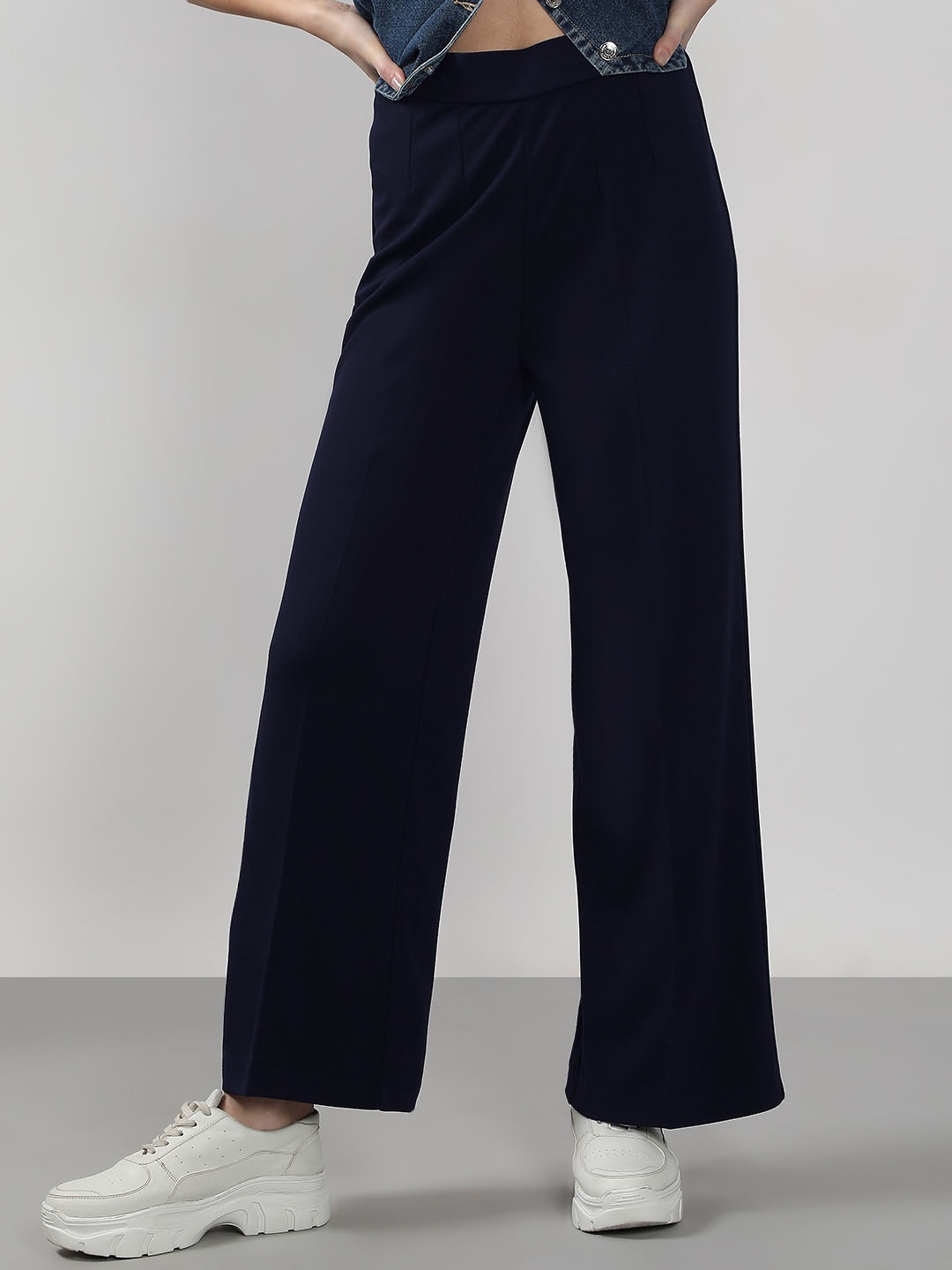 

Vero Moda Women Flared High-Rise Trousers, Navy blue