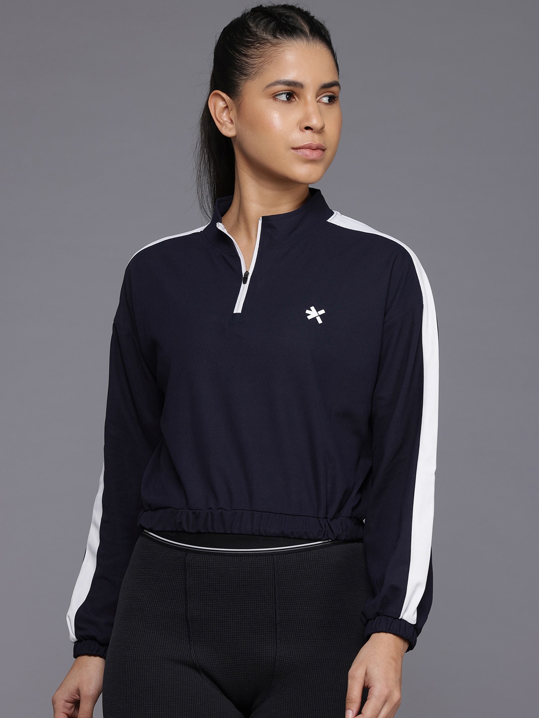 

HRX by Hrithik Roshan Lifestyle Tailored Light Weight Cropped Jacket, Navy blue