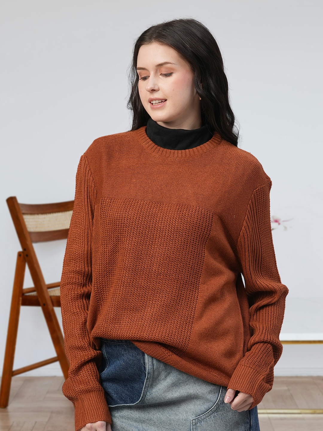 

PRONK Women Pullover Sweater, Brown