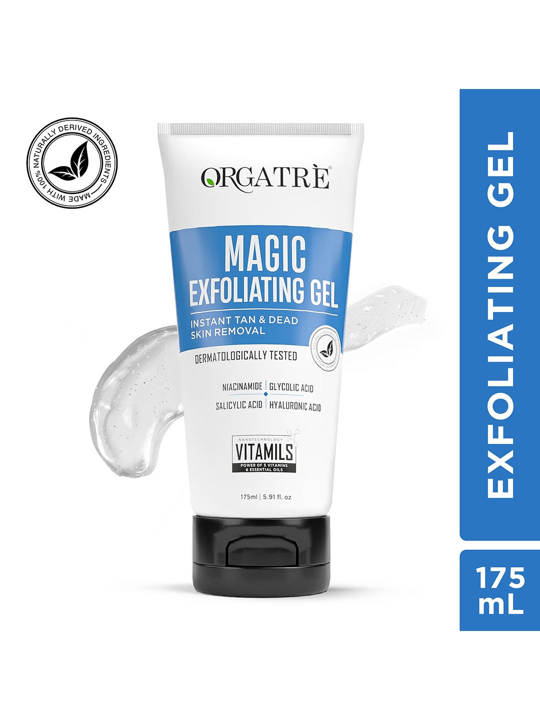 

Orgatre Magic Exfoliating Gel With Aloevera For Instant Tan & Dead Skin Removal - 175 ml, White