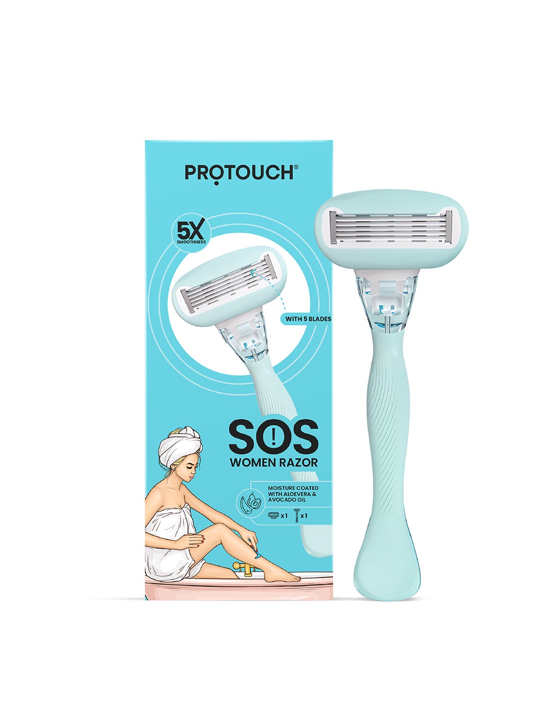 

PROTOUCH SOS Women Razor - Painless & One Stroke Hair Removal Razor, Blue