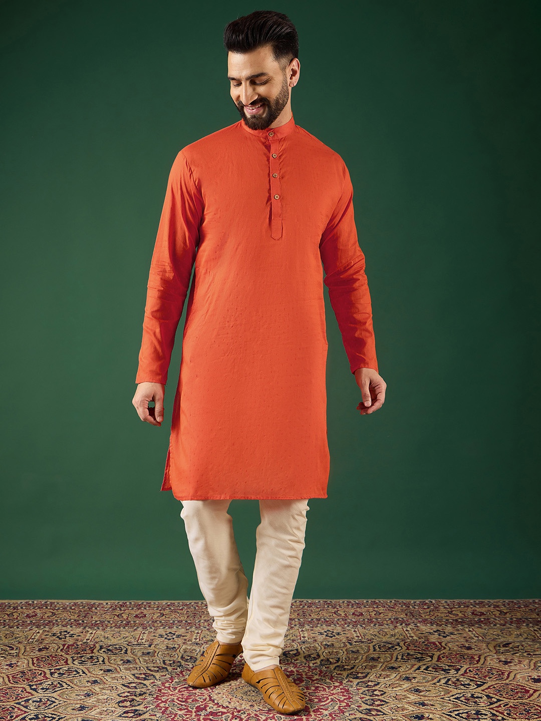 

Anouk Men Thread Work Kurta, Orange