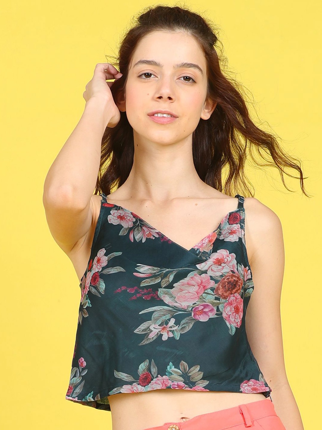 

Cutiekins Floral Print Crop Top, Teal
