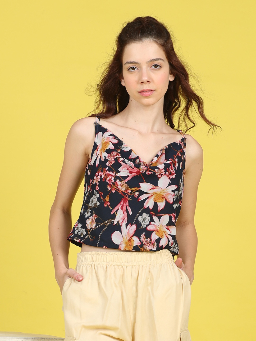 

Cutiekins Girls Floral Printed Crop Top, Black