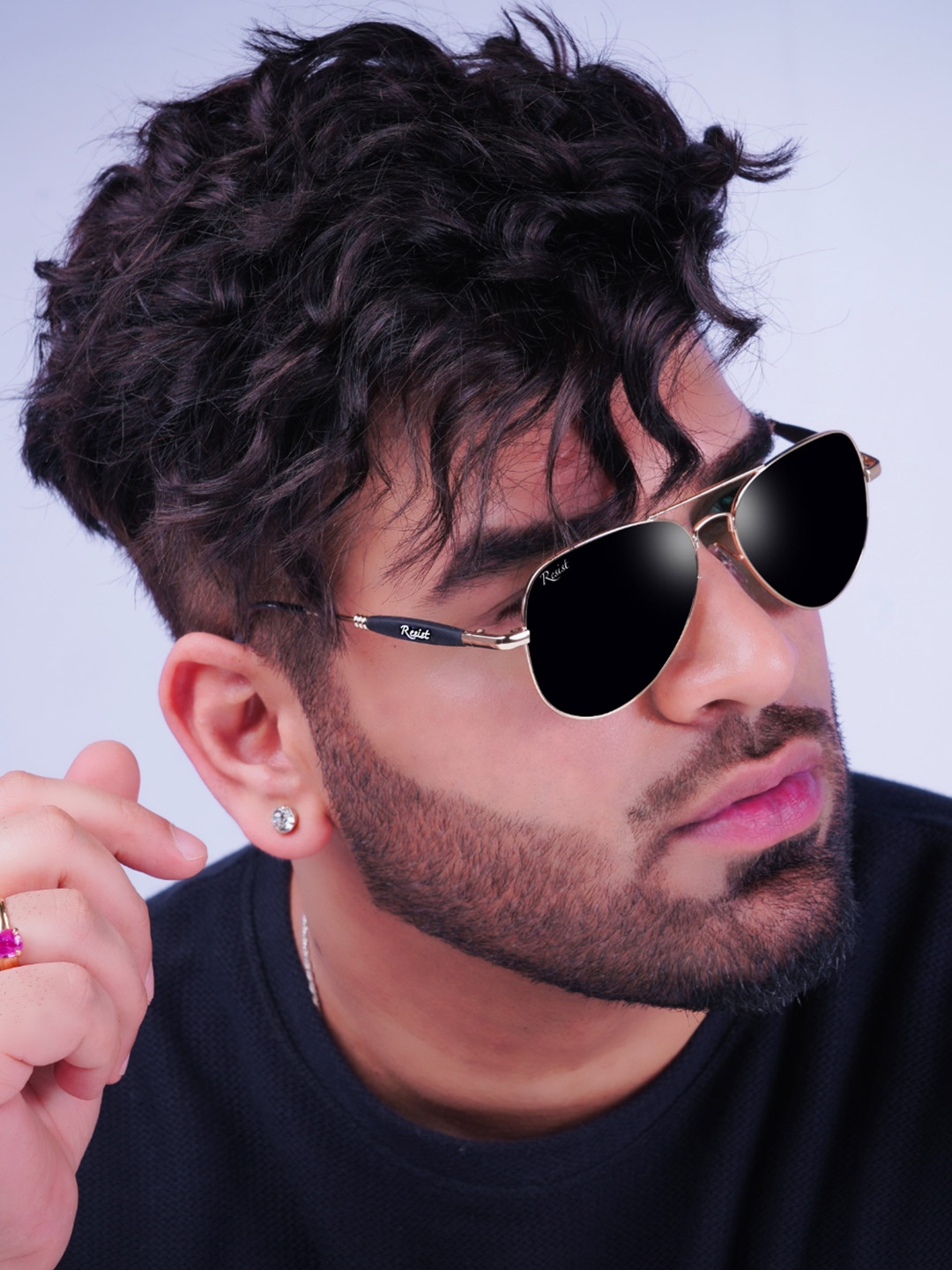 

RESIST EYEWEAR Unisex Aviator Sunglasses with UV Protected Lens, Black