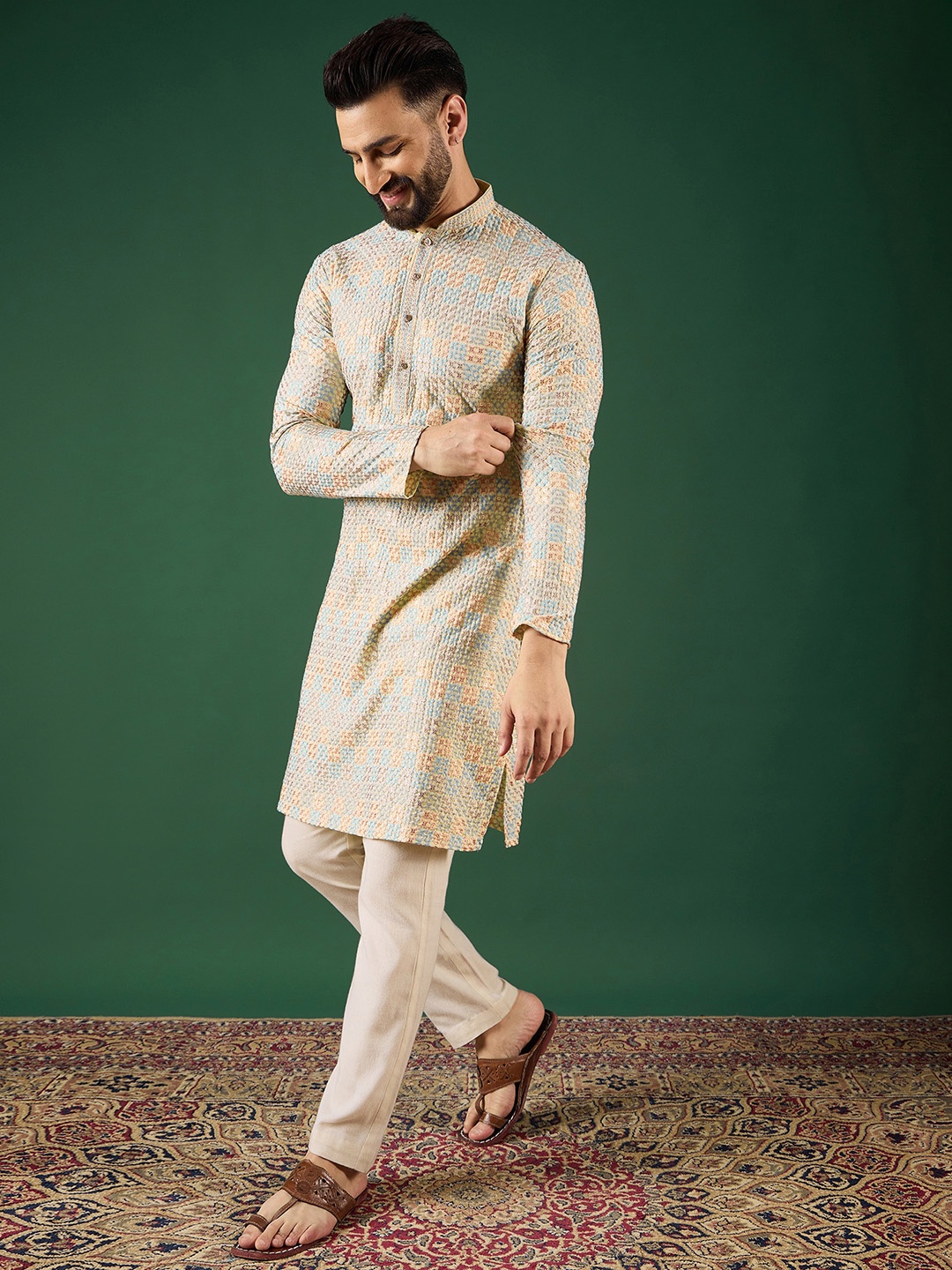 

Anouk Men Thread Work Kurta, Multi