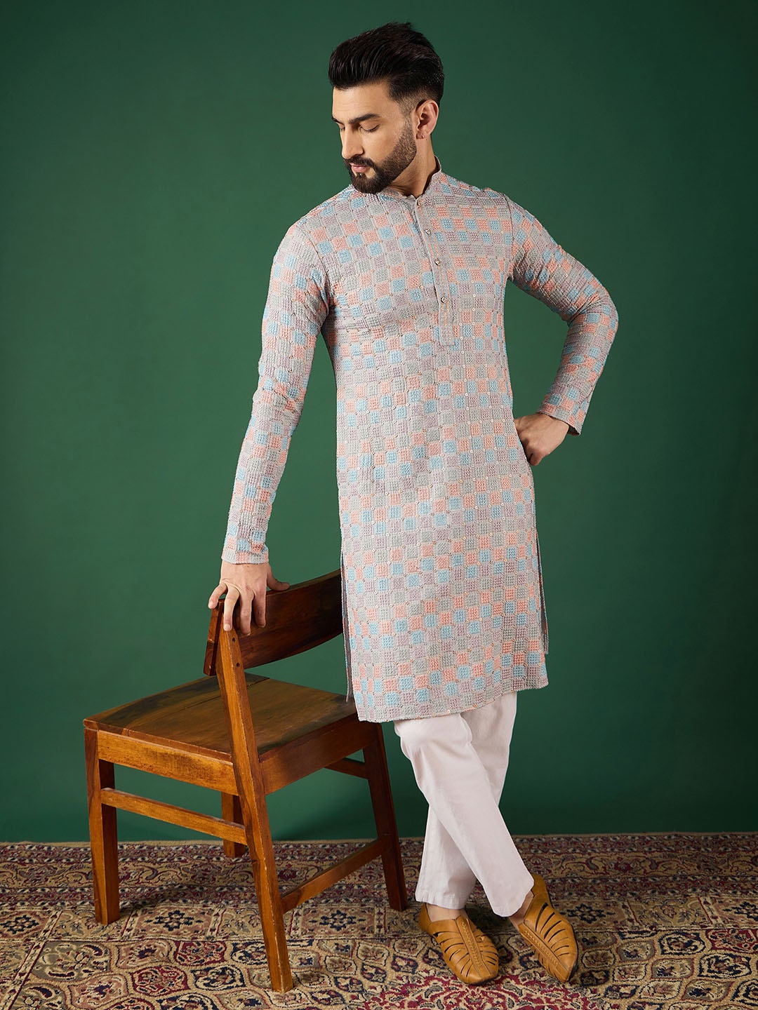 

Anouk Men Thread Work Kurta, Multi
