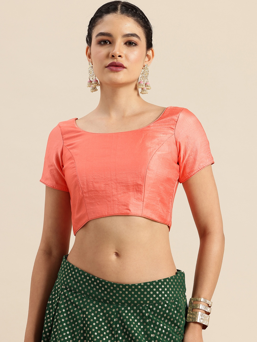 

Ethnovog Solid Ready To Wear Blouse, Peach