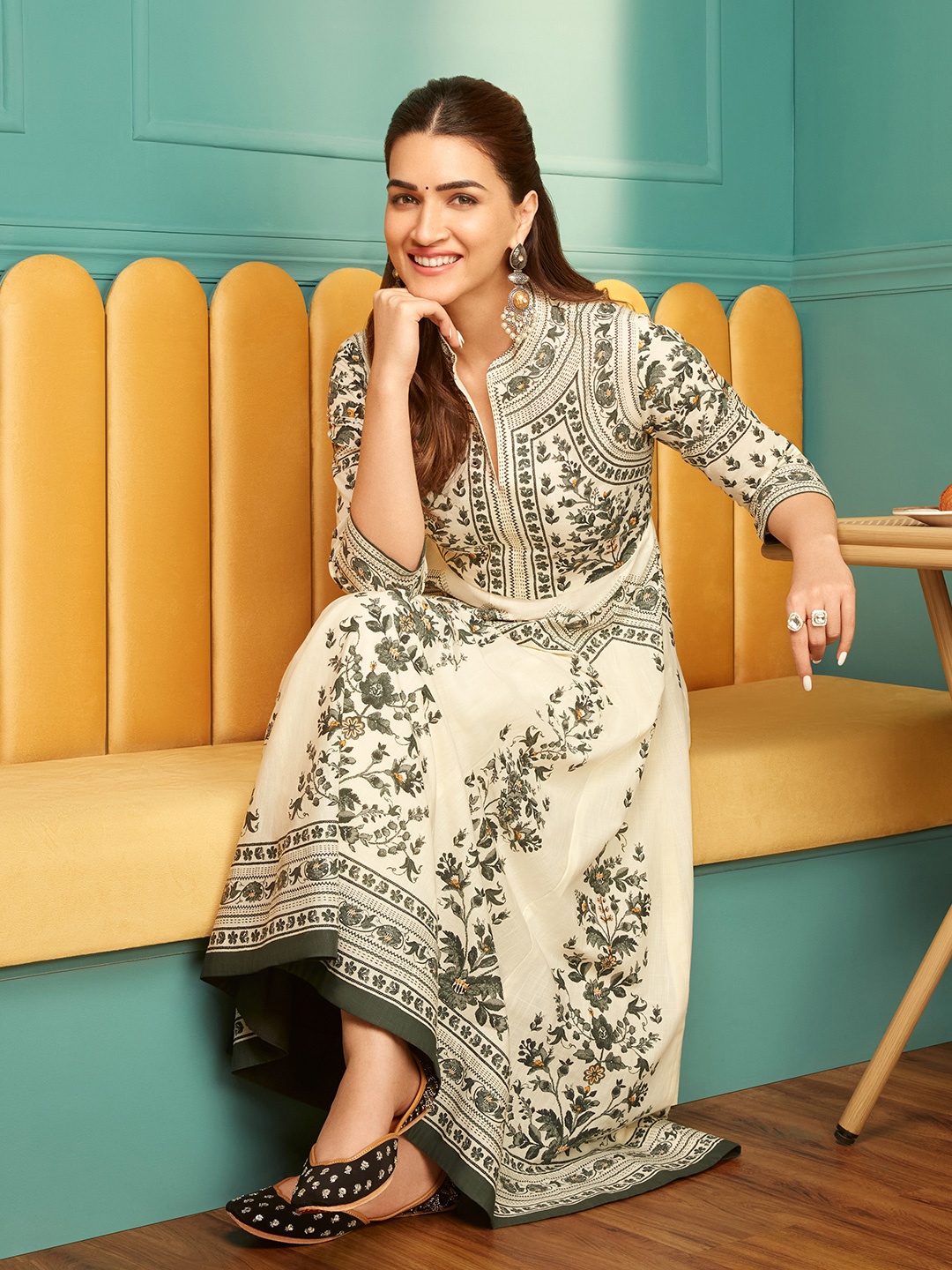 

Biba Women Floral Printed Regular Pure Cotton Kurta with Palazzos, White