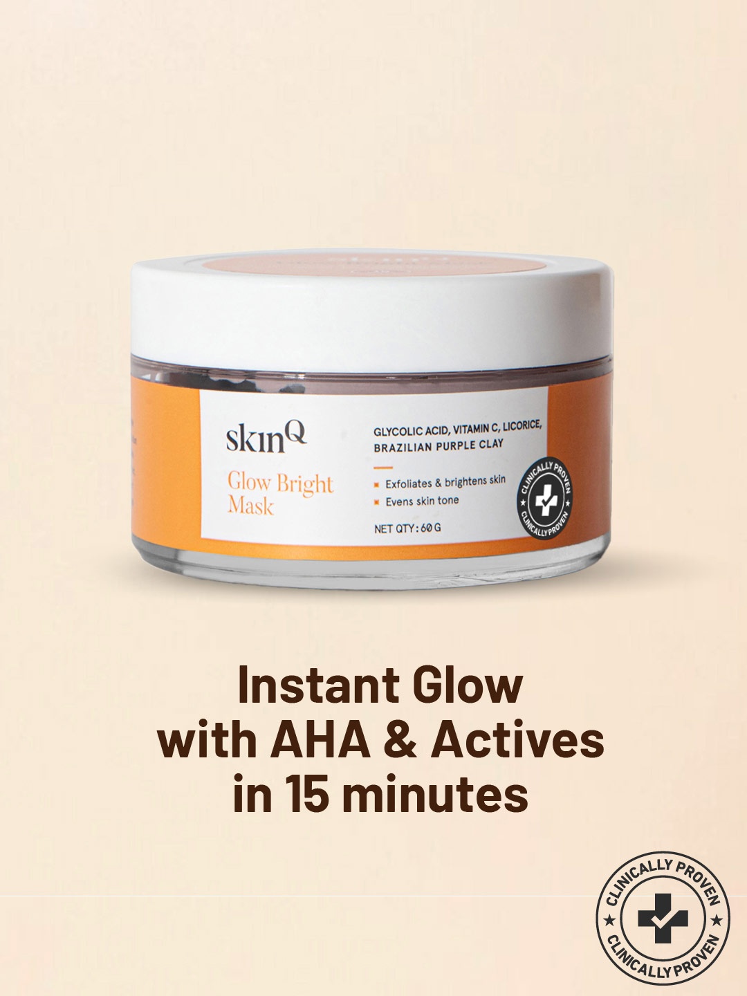 

SkinQ Glow Bright Mask With Vitamin C & Niacinamide - 60 g, Orange