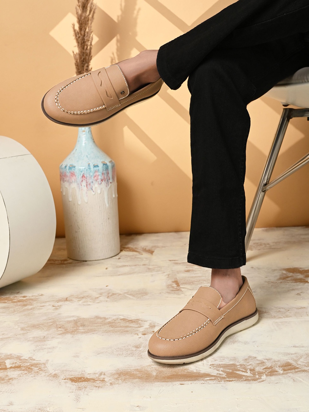 

San Frissco Men Suede Comfortable Loafers, Beige