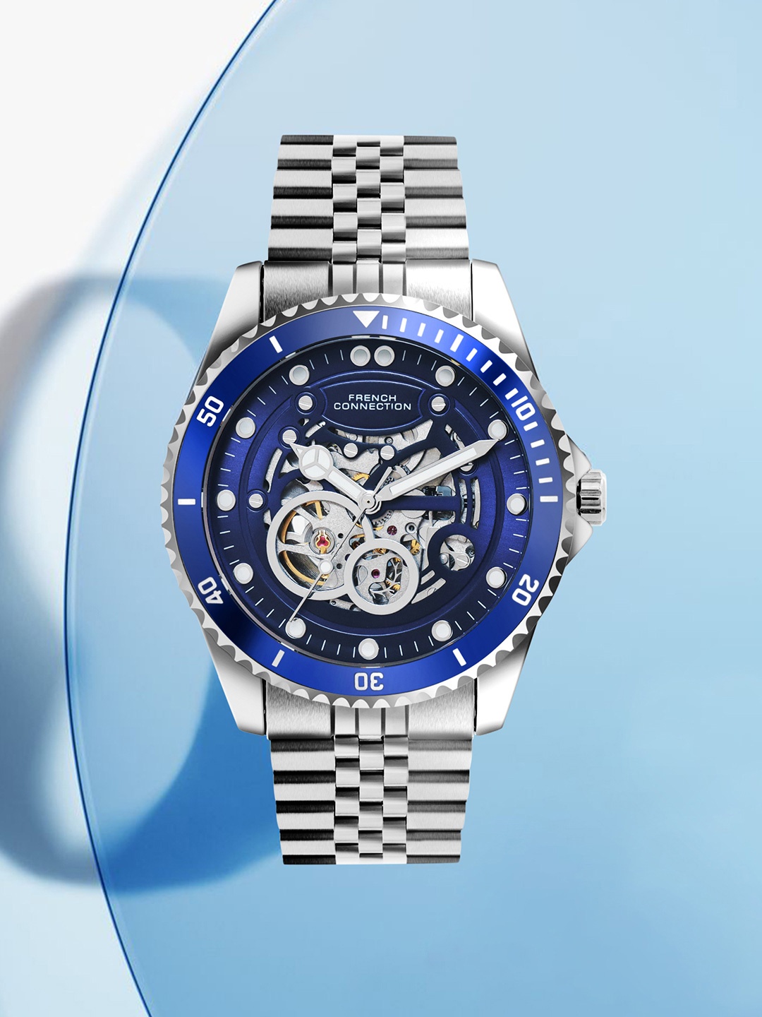 

French Connection Men Skeleton Dial Analogue Automatic Motion Watch FCA19USM, Blue