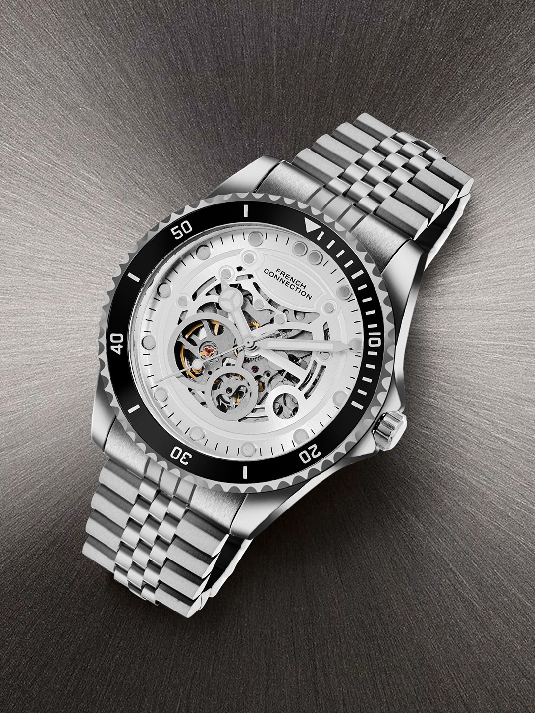 

French Connection Men Skeleton Analogue Automatic Motion Watch FCA19SM, Silver
