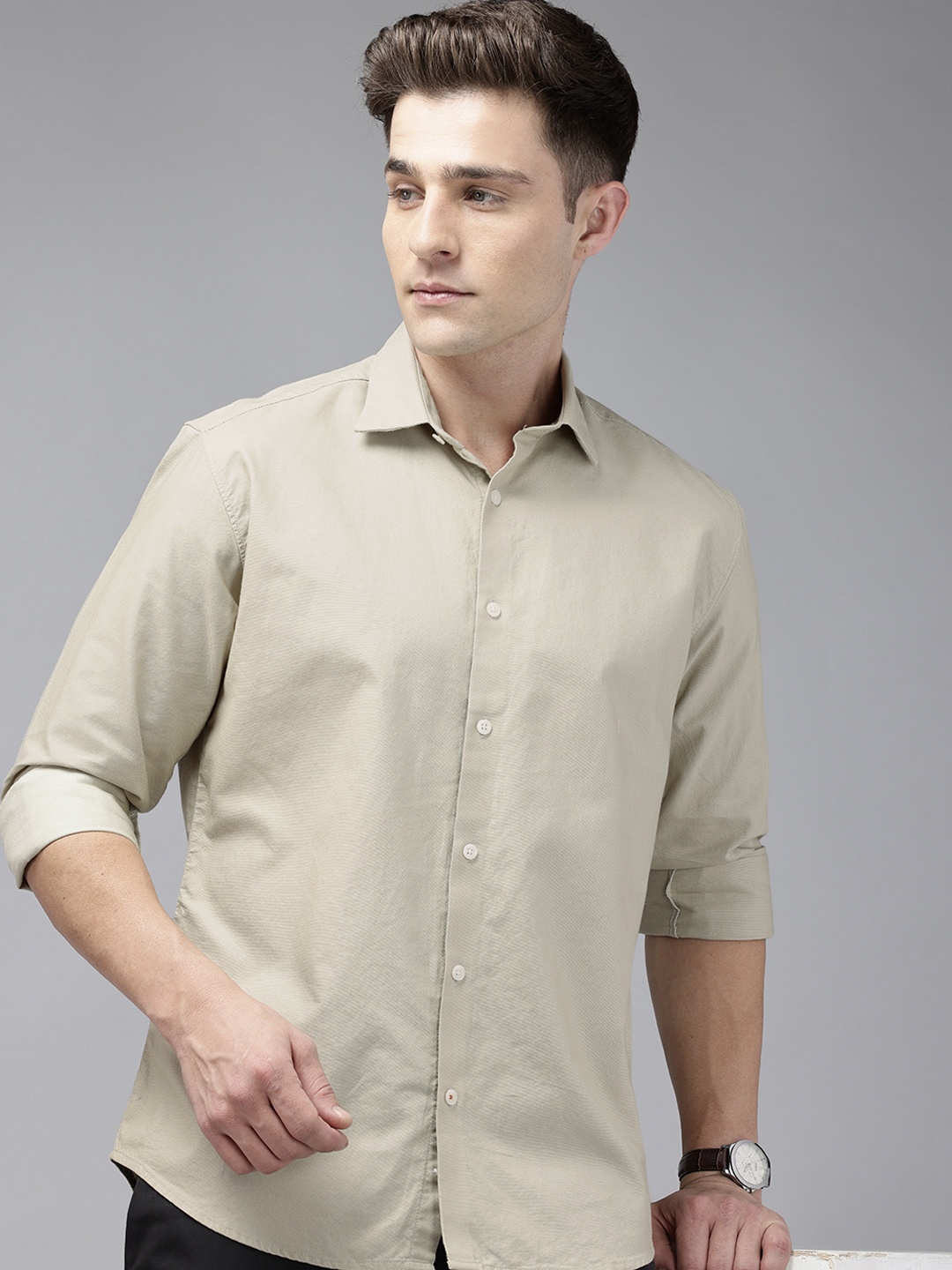 

Park Avenue Slim Fit Opaque Pure Cotton Formal Shirt, Sea green