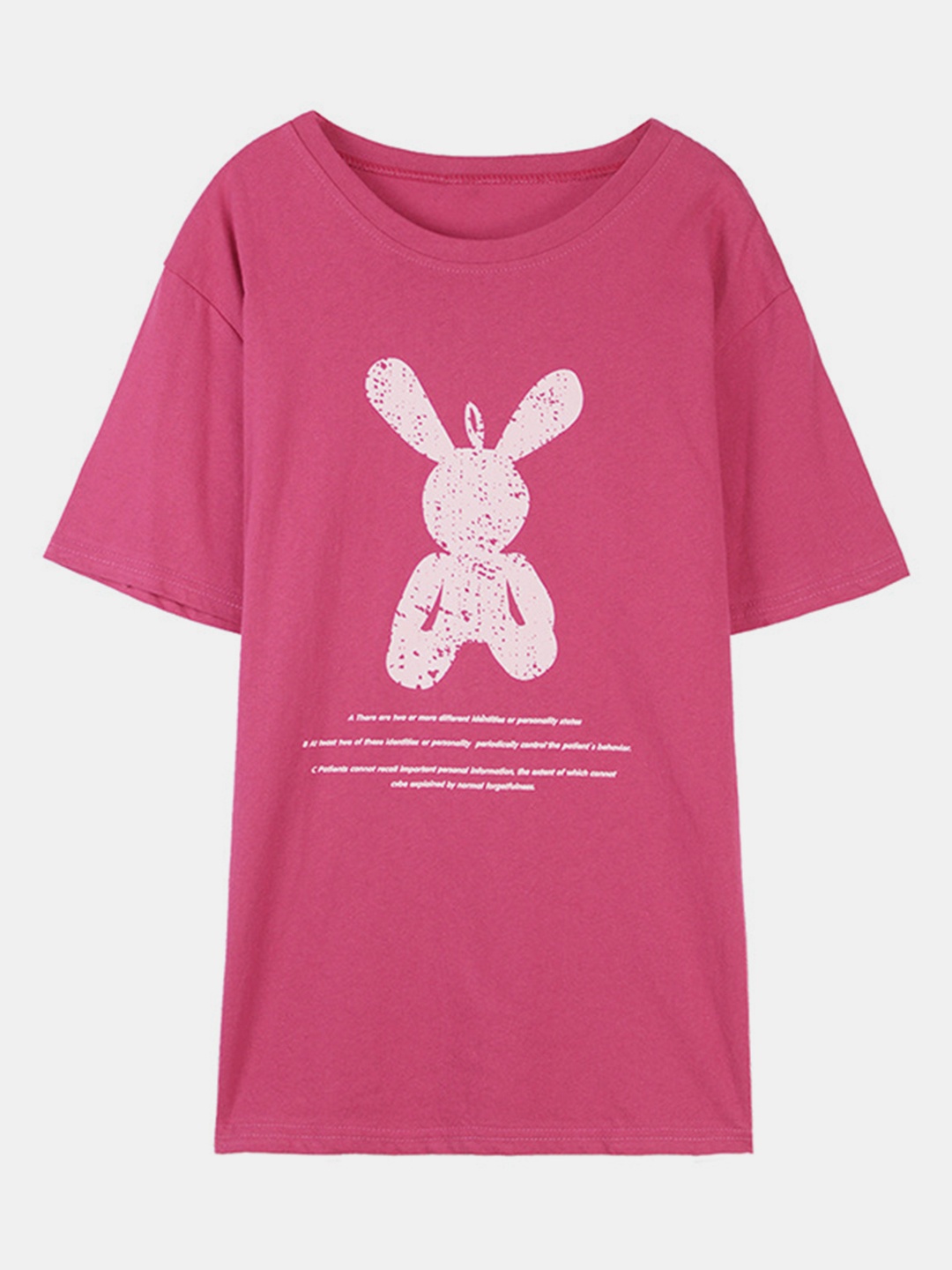 

DressBerry Women Graphic Printed Round Neck Oversized T-shirt, Pink