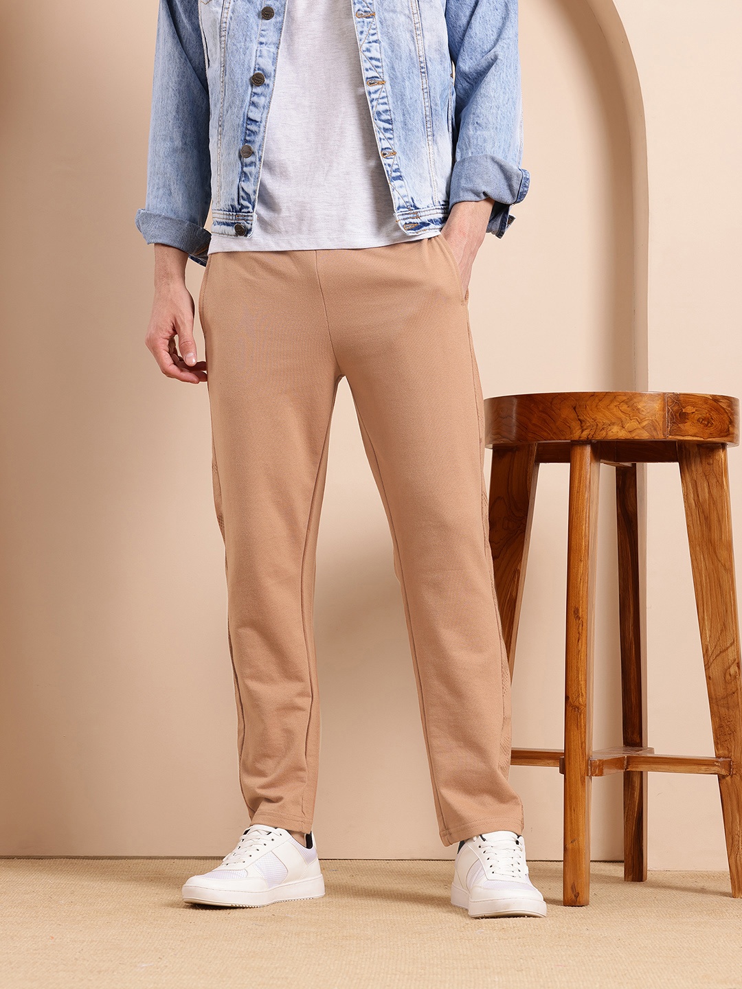

Mast & Harbour Men Terry Track Pants, Tan
