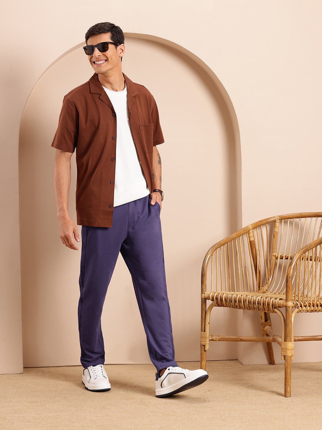 

Mast & Harbour Men Terry Track Pants, Purple