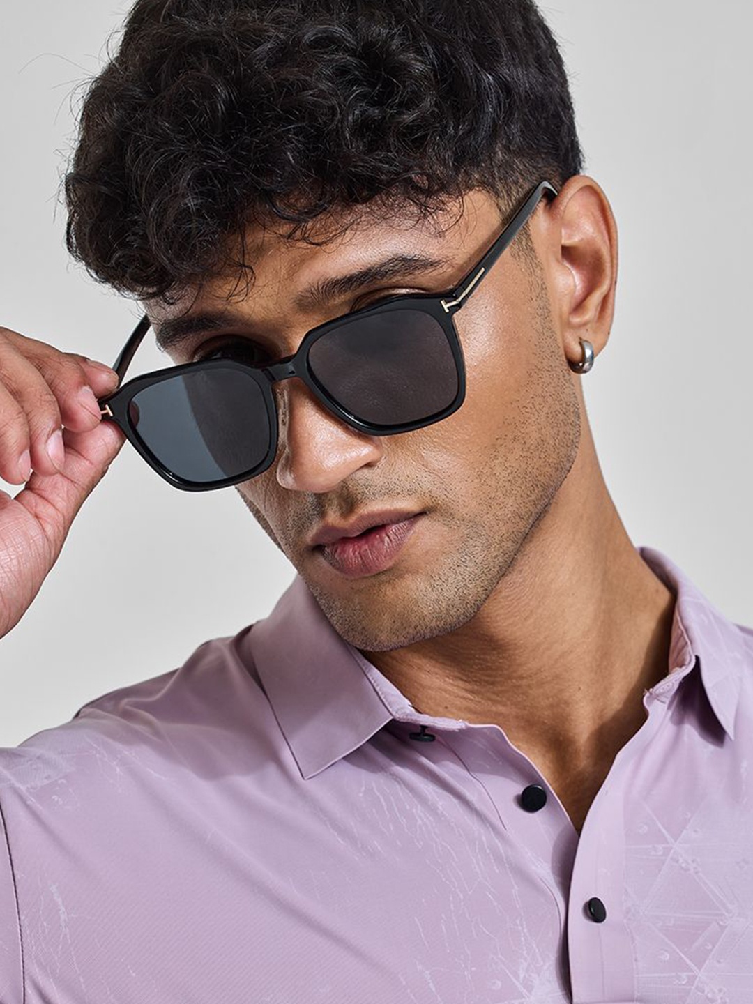 

Snitch Men Oversized Square Sunglasses with UV Protected Lens SN0036, Black
