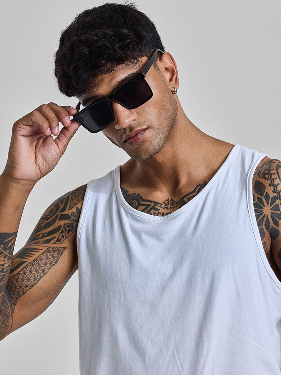 

Snitch Men Rectangle Sunglasses With UV Protected Lens SN0065, Black