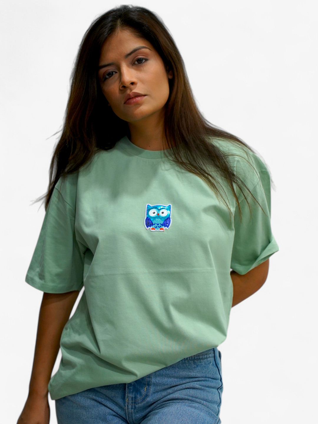 

The Sea Horse Women Colourblocked Pure Cotton T-shirt, Green