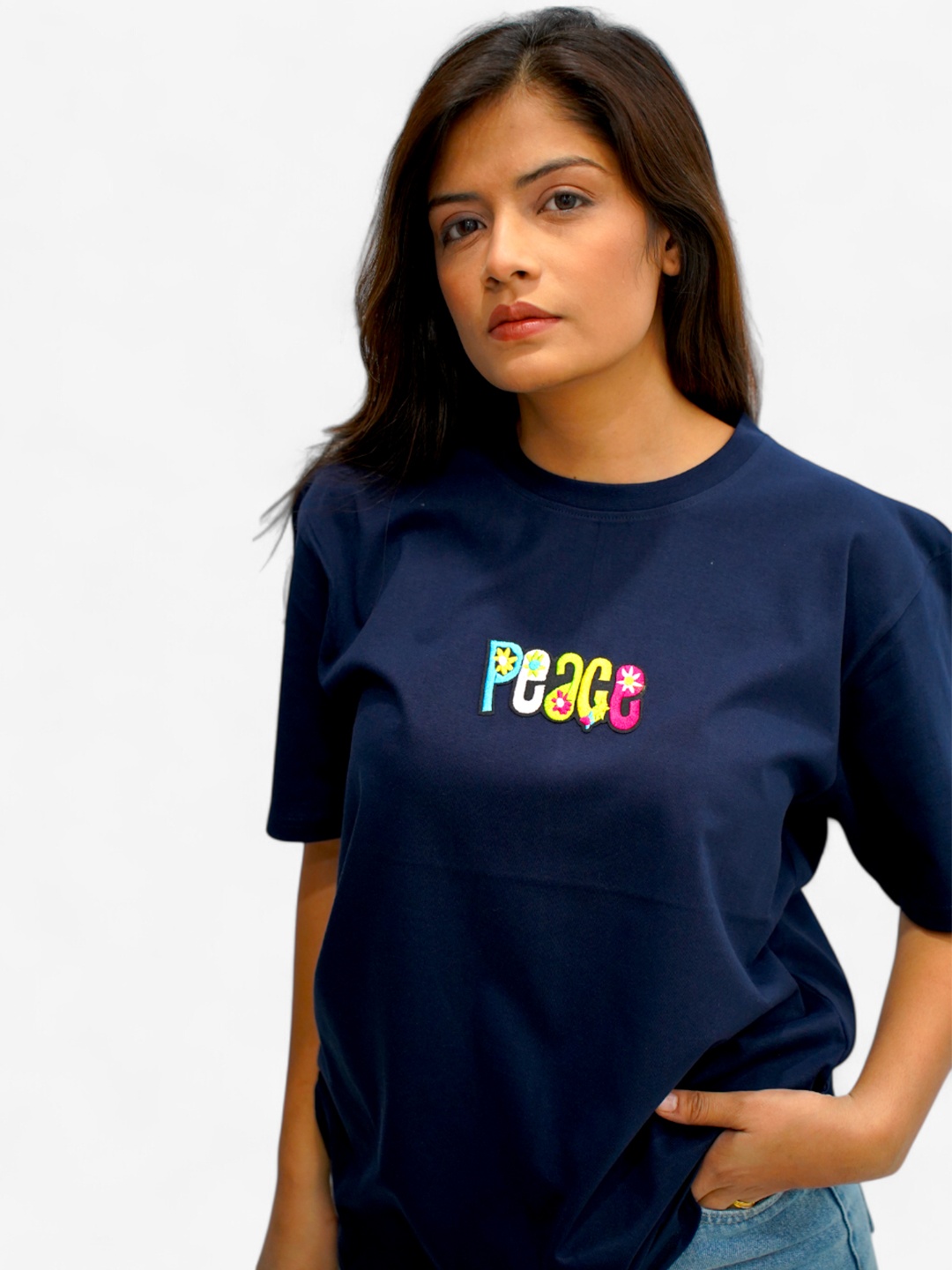 

The Sea Horse Women Pure Cotton T-shirt, Navy blue