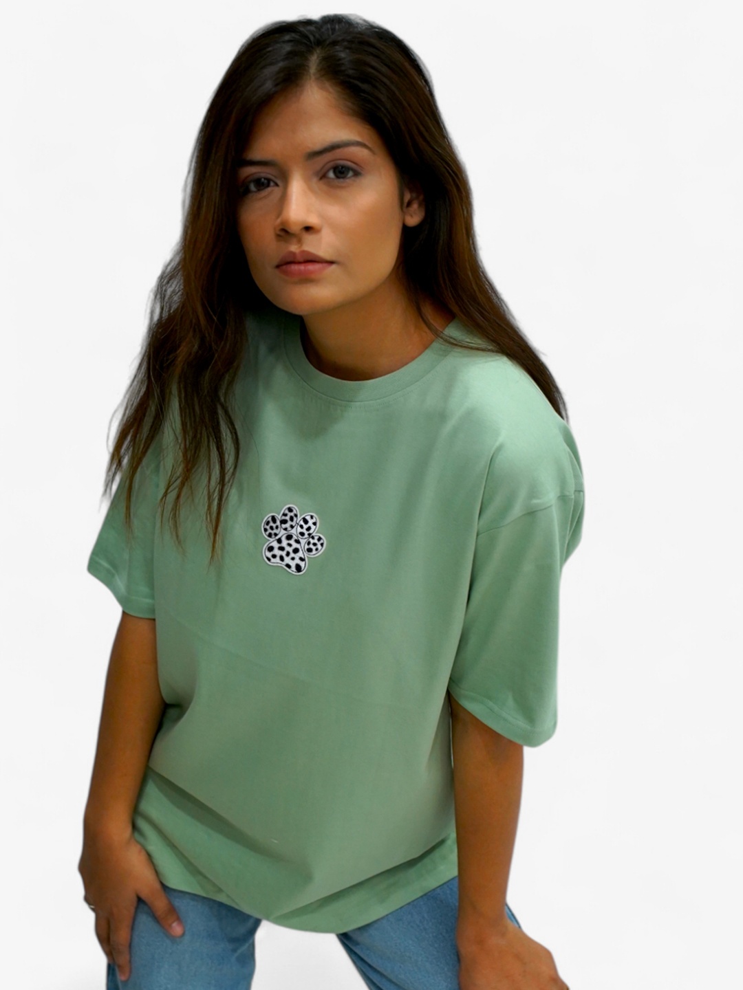 

The Sea Horse Women Colourblocked Pure Cotton T-shirt, Green