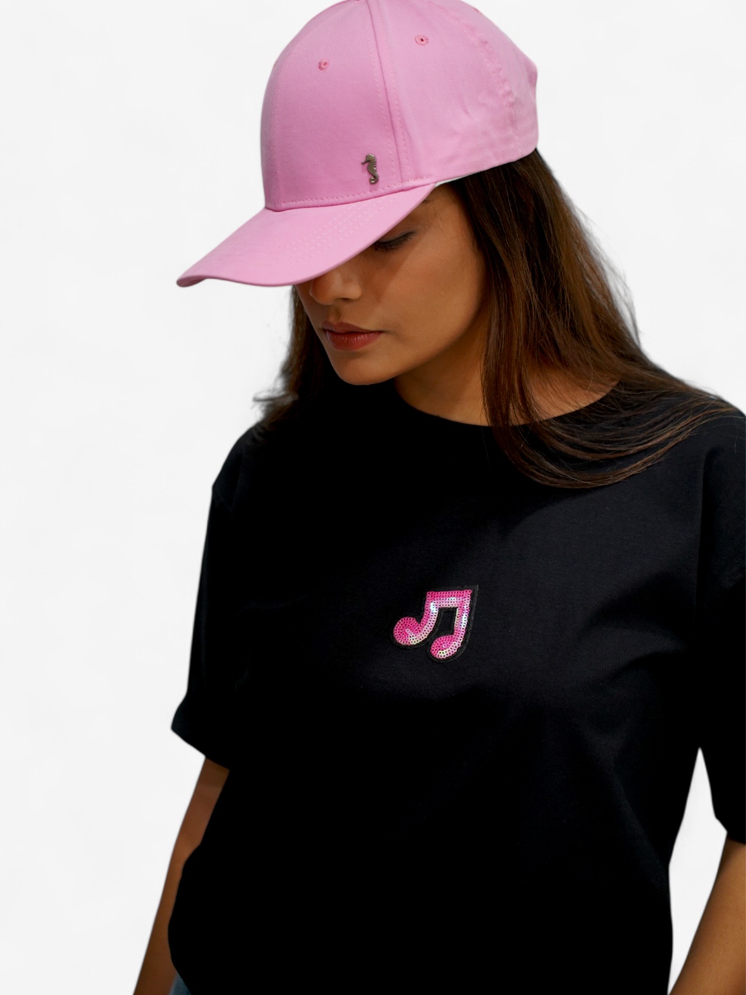 

The Sea Horse Women Pure Cotton T-shirt, Black