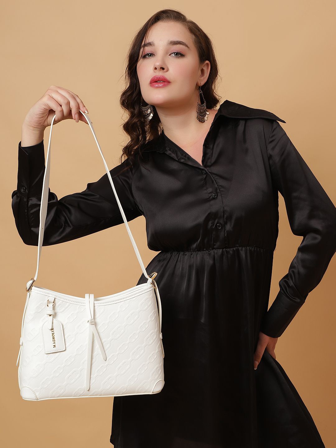 

MAGNOLIA Textured PU Structured Handheld Bag, White