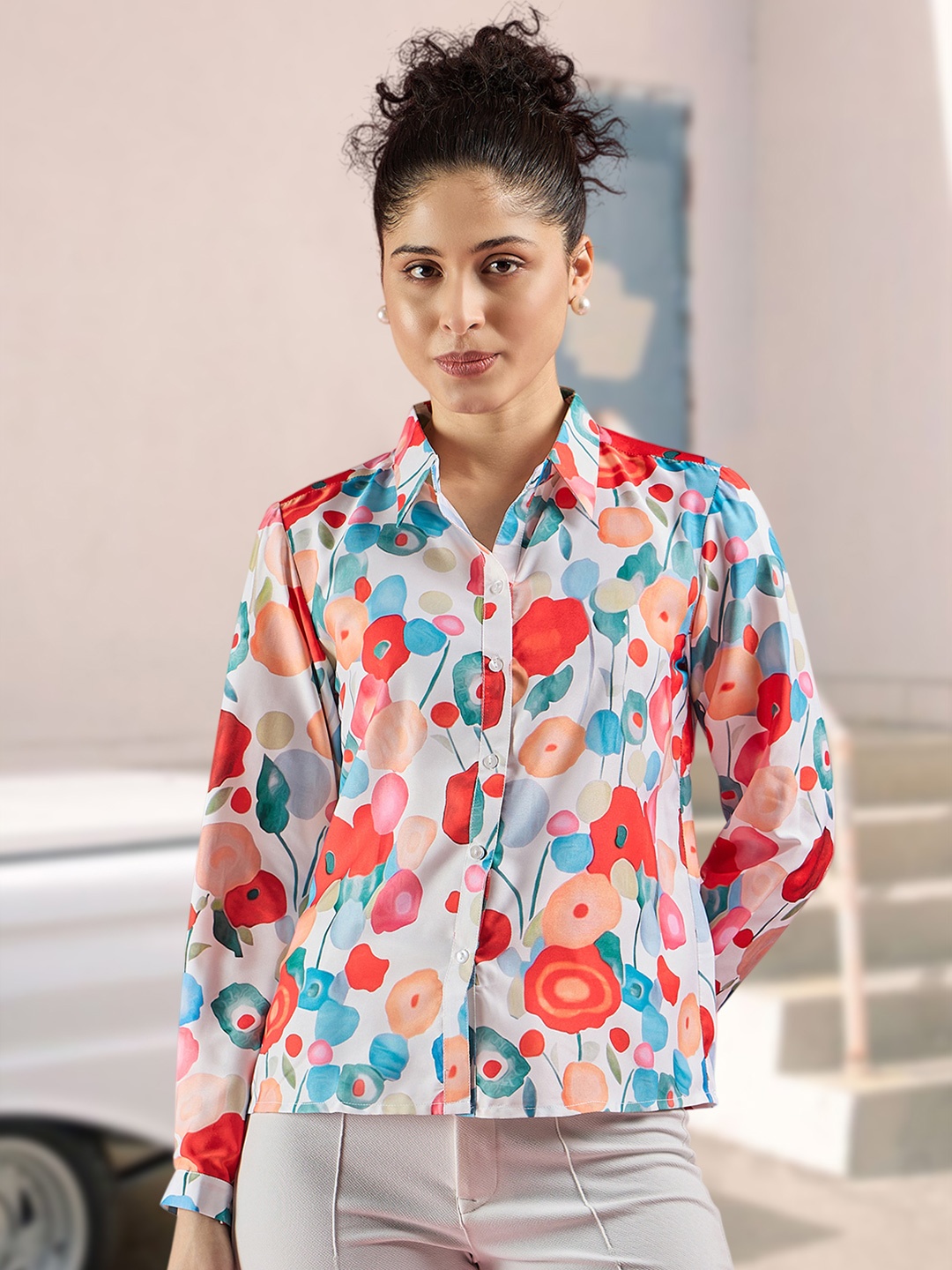 

DressBerry Women Classic Floral Opaque Printed Casual Shirt, Multi