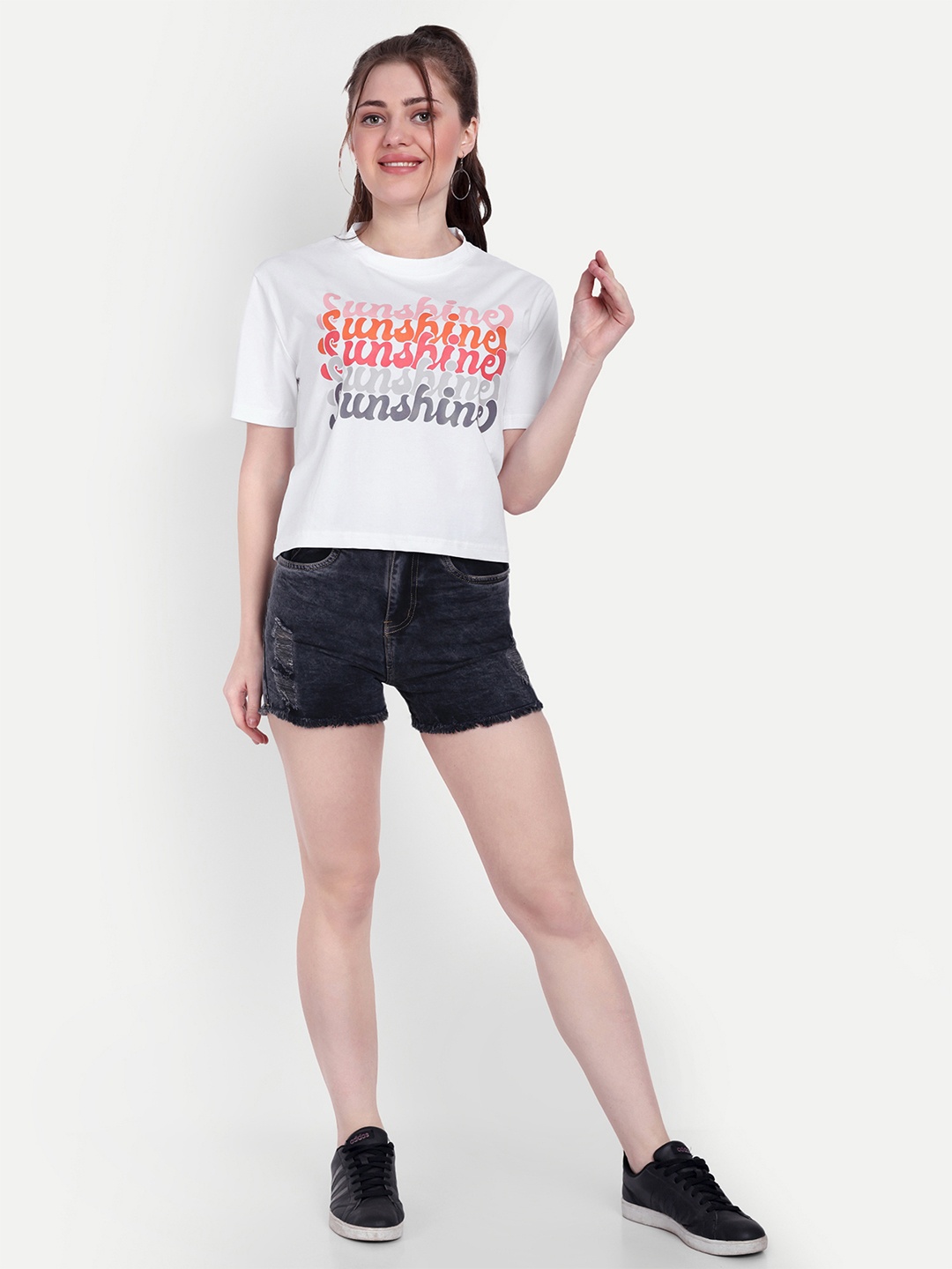 

HAUTEMODA Print Crop Top, White