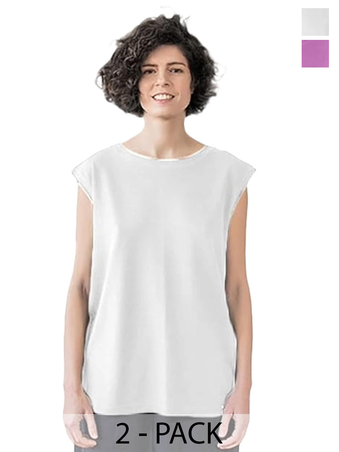 

NOTWILD Women Pack Of 2 Solid Round Neck Cotton Oversized T-shirts, White