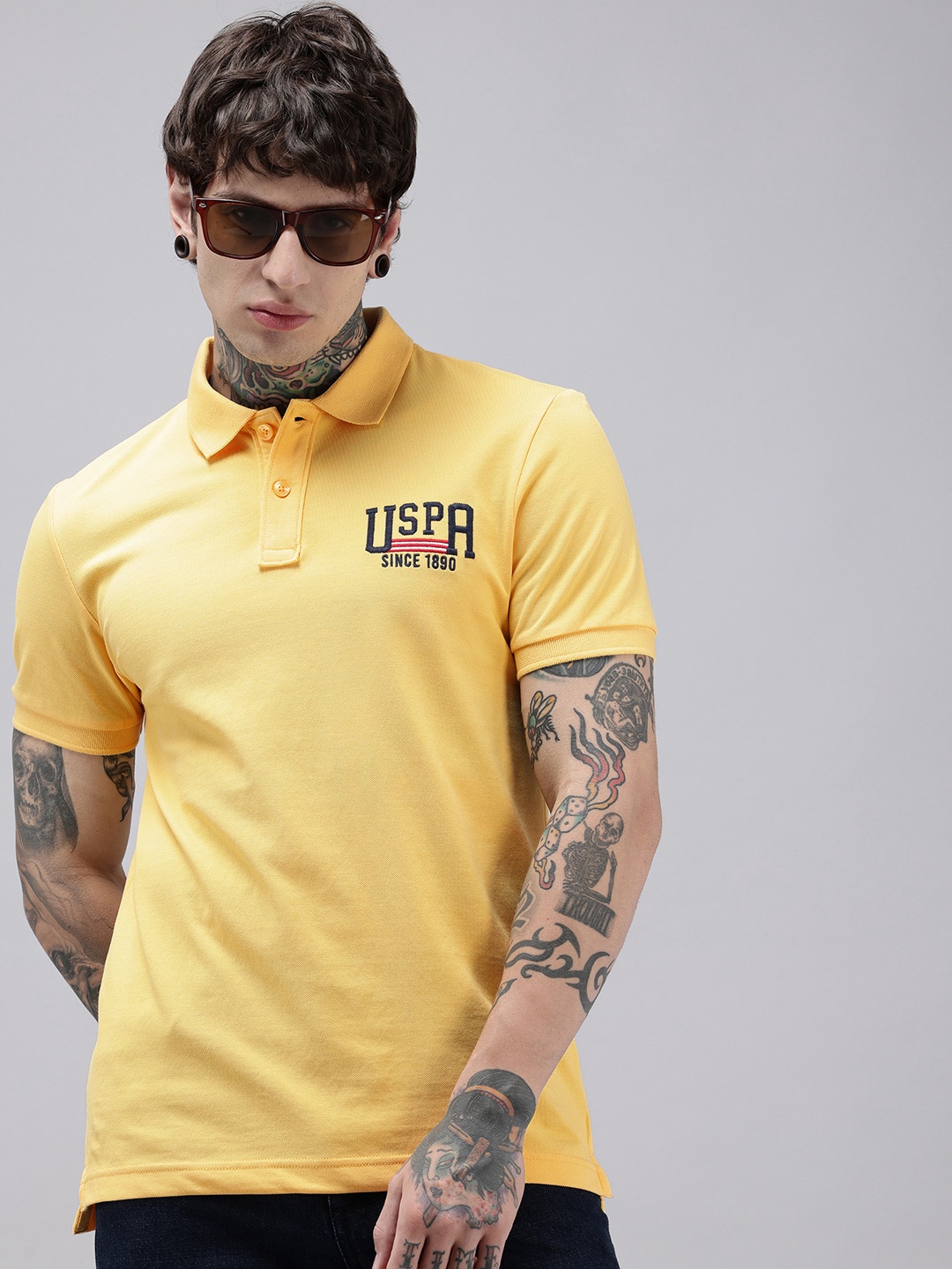 

U.S. Polo Assn. Denim Co. Polo Collar Pure Cotton Slim Fit T-shirt, Yellow