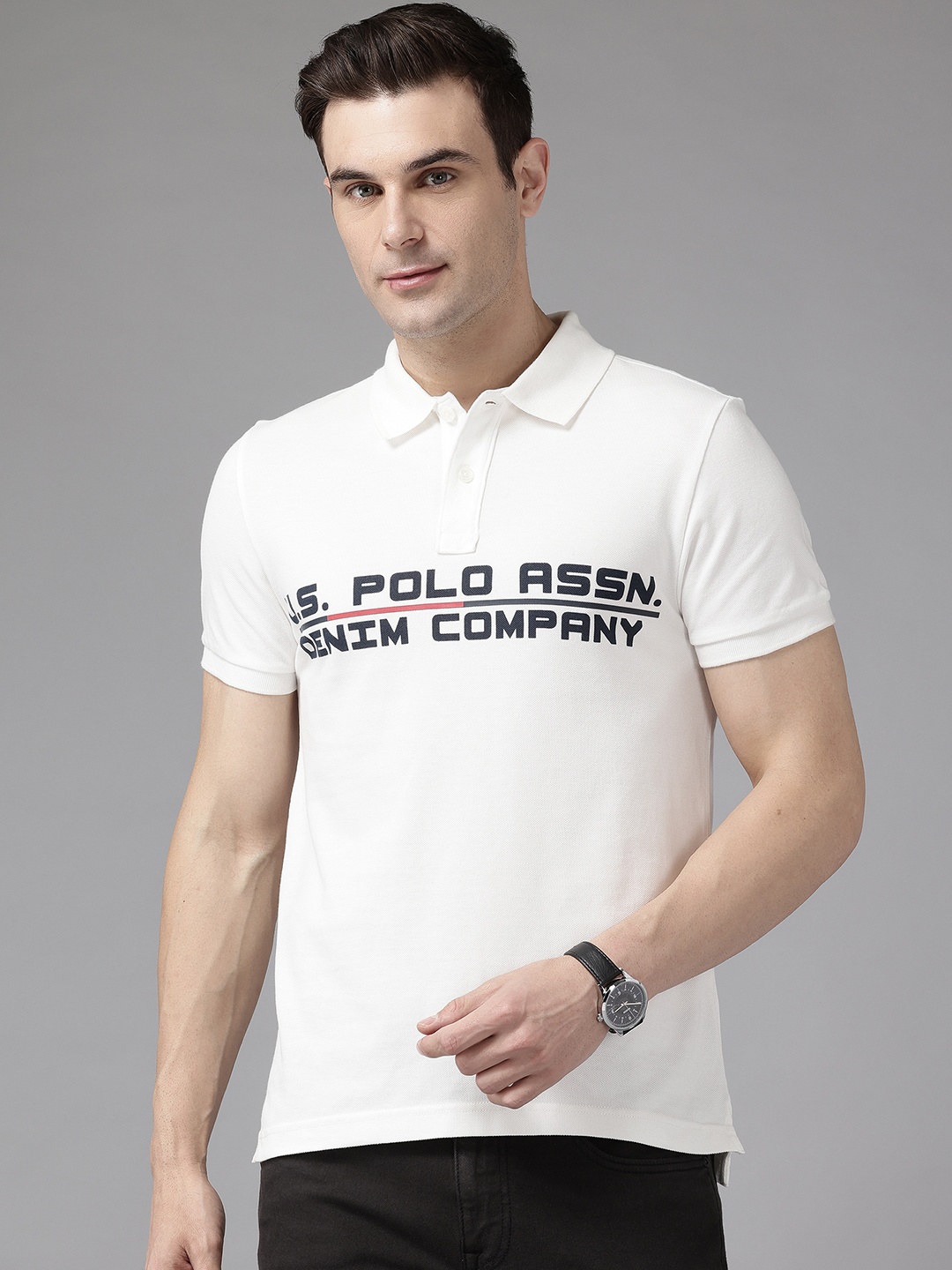 

U.S. Polo Assn. Denim Co. Typography Print Pure Cotton T-shirt, White