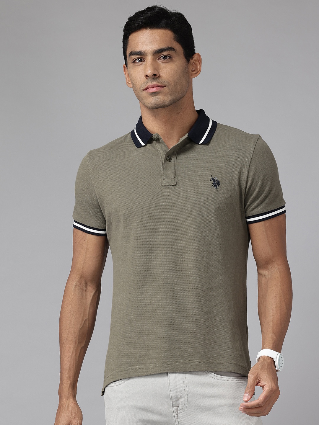 

U.S. Polo Assn. Denim Co. Pure Cotton Polo Collar T-Shirt, Olive