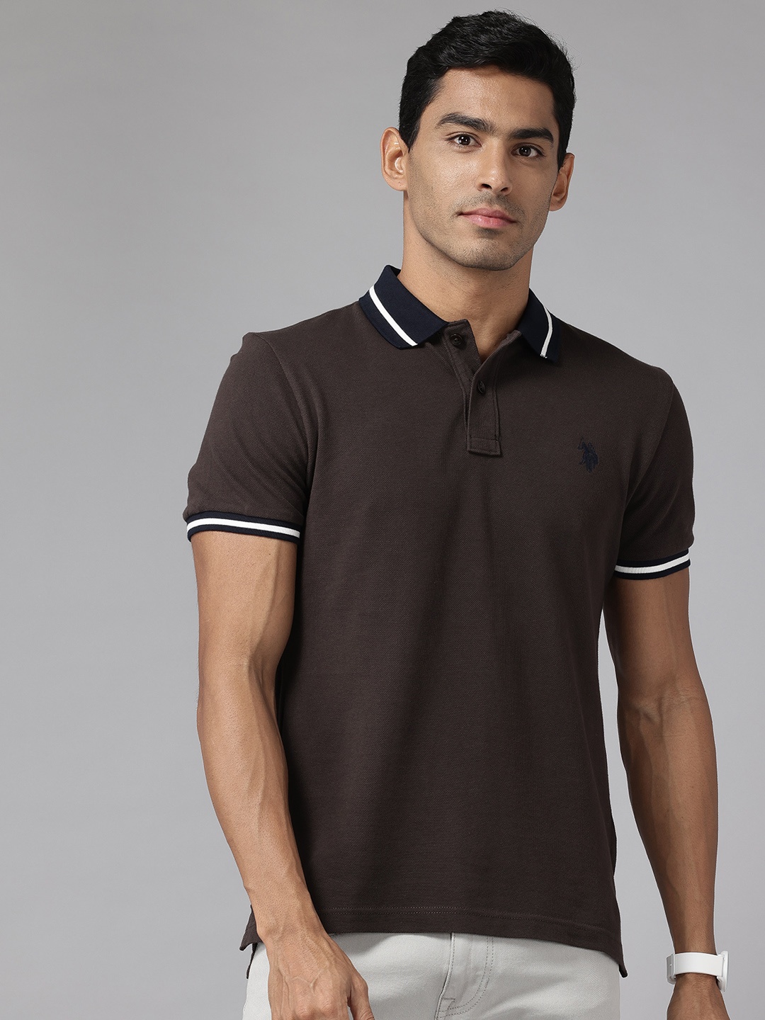 

U.S. Polo Assn. Denim Co. Pure Cotton Polo Collar T-Shirt, Brown