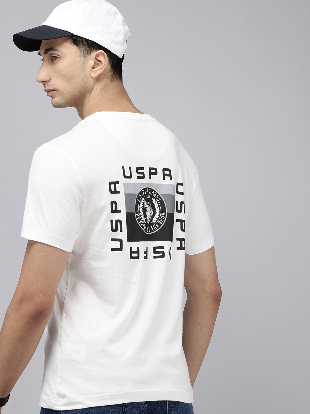 

U.S. Polo Assn. Denim Co. Brand Logo Printed Pure Cotton Slim Fit T-shirt, White