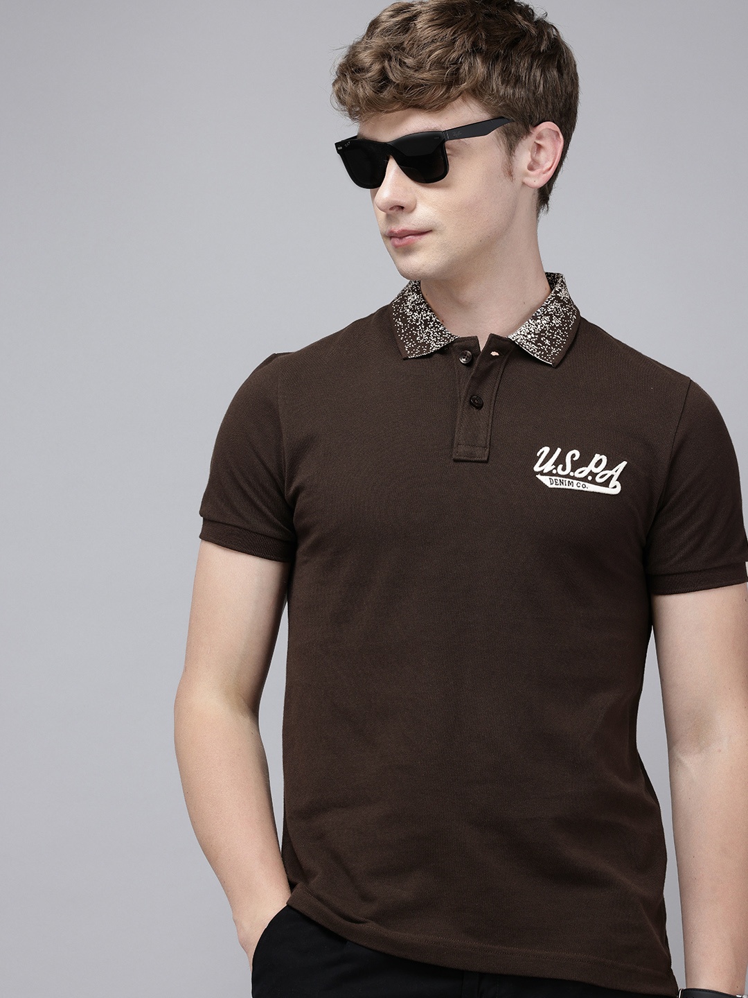 

U.S. Polo Assn. Denim Co. Polo Collar Pure Cotton Slim Fit T-shirt, Coffee brown