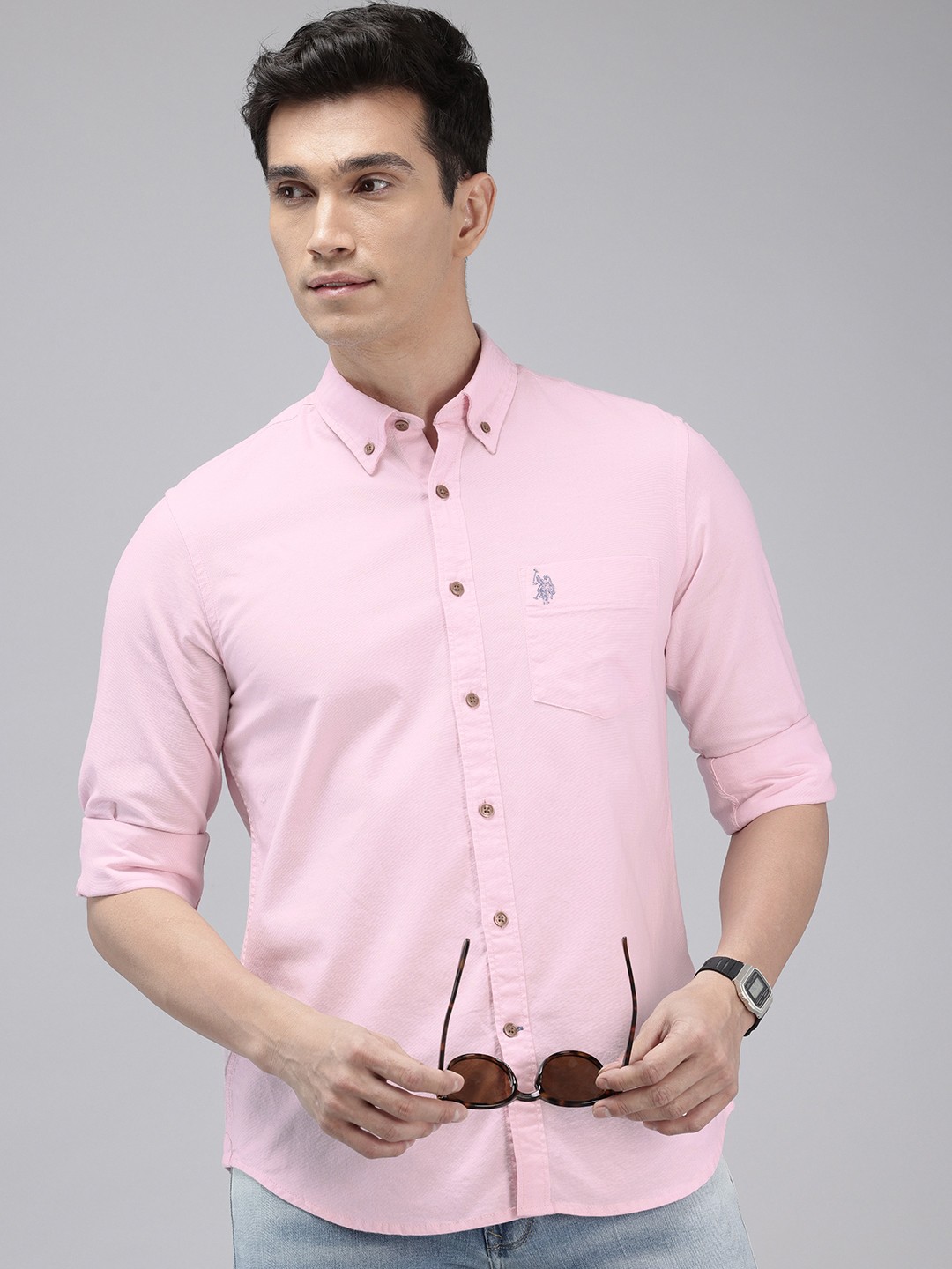 

U.S. Polo Assn. Tailored Fit Opaque Casual Shirt, Pink