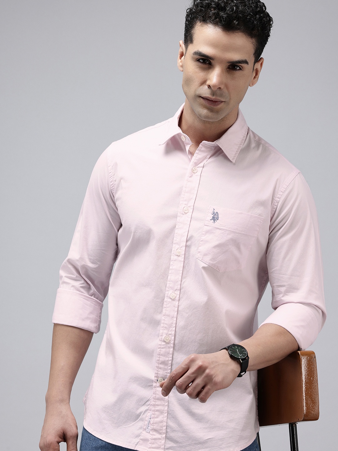 

U.S. Polo Assn. Tailored Fit Opaque Casual Shirt, Pink