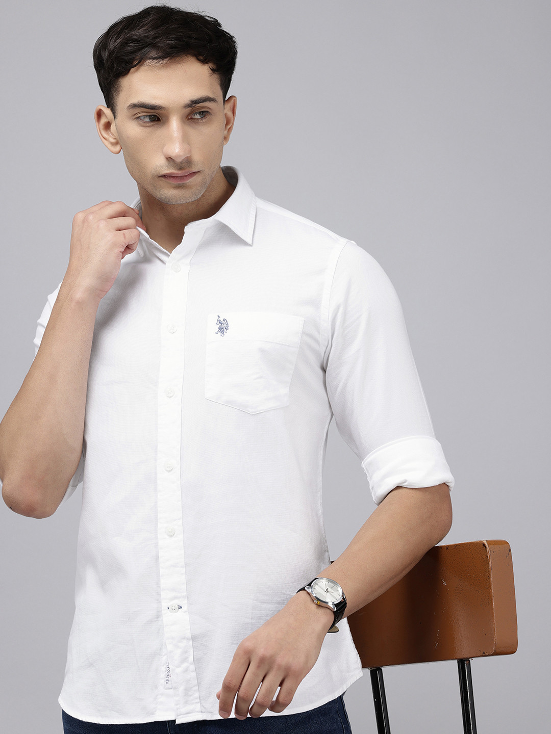 

U.S. Polo Assn. Tailored Fit Pure Cotton Casual Shirt, White