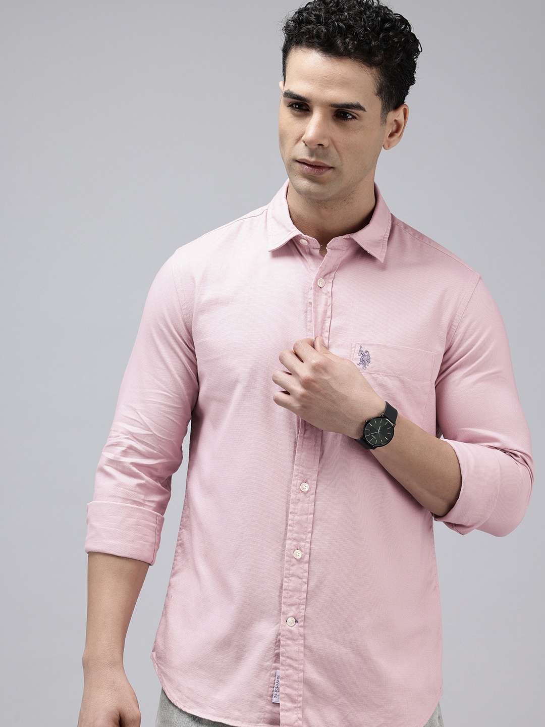 

U.S. Polo Assn. Pure Cotton Tailored Fit Opaque Casual Shirt, Pink