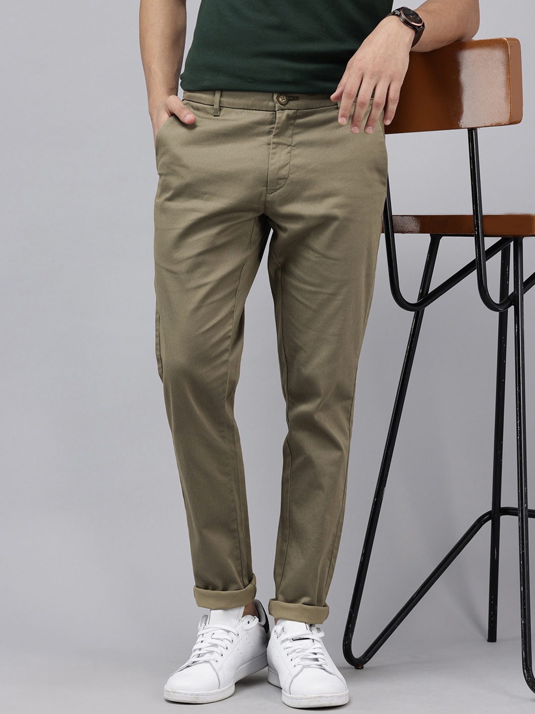 

U.S. Polo Assn. Men Austin Trim Fit Textured Trousers, Olive