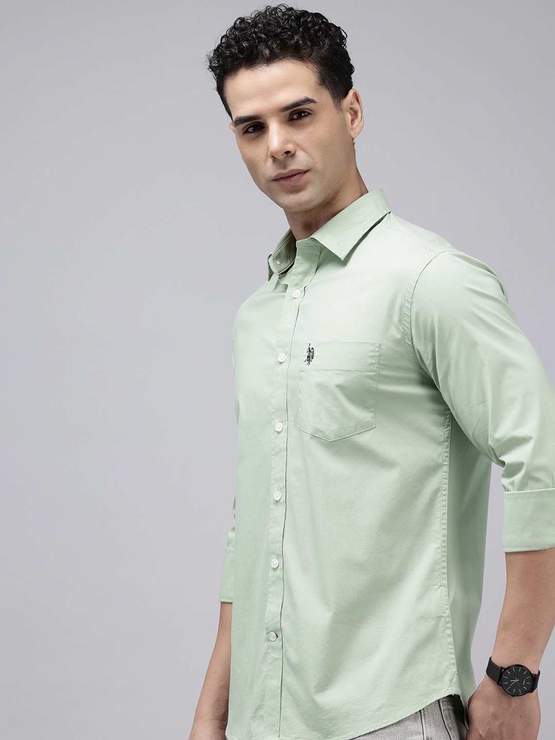 

U.S. Polo Assn. Tailored Fit Opaque Casual Shirt, Green