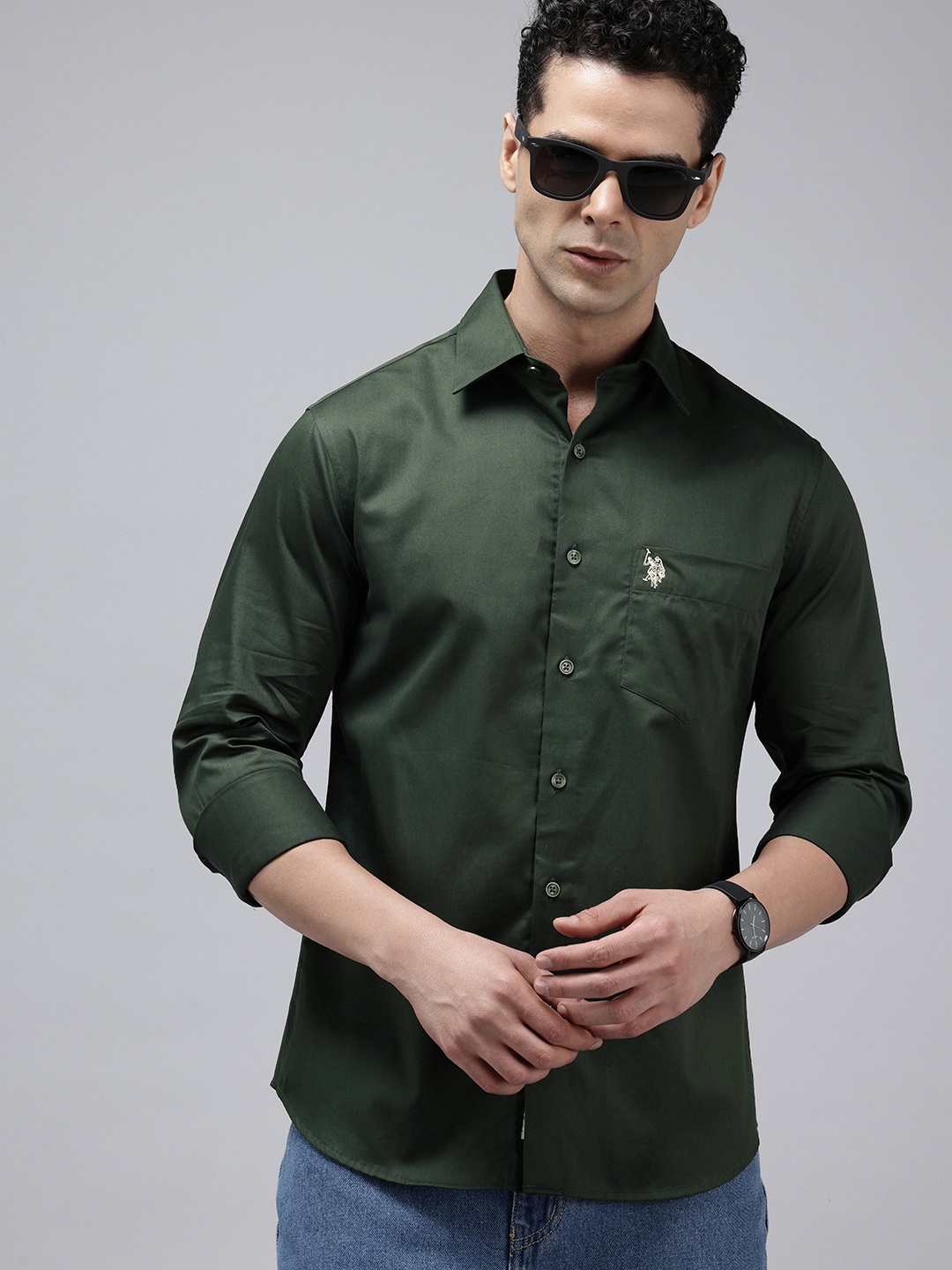 

U.S. Polo Assn. Tailored Fit Opaque Casual Shirt, Green